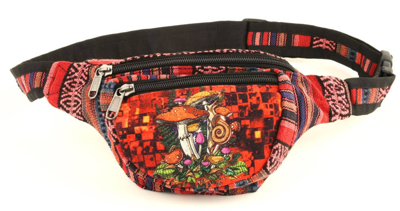 Many Mushrooms 3 Zip Fanny Pack